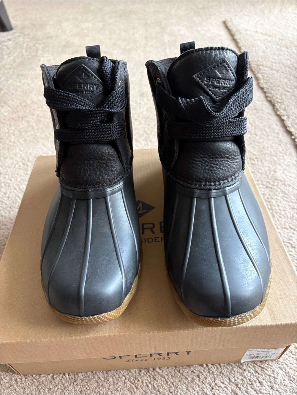 Sperry Black and Brown Duck Boots
